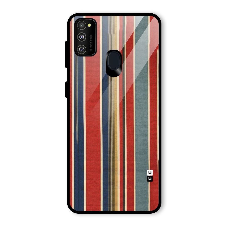 Vintage Disort Stripes Glass Back Case for Galaxy M21