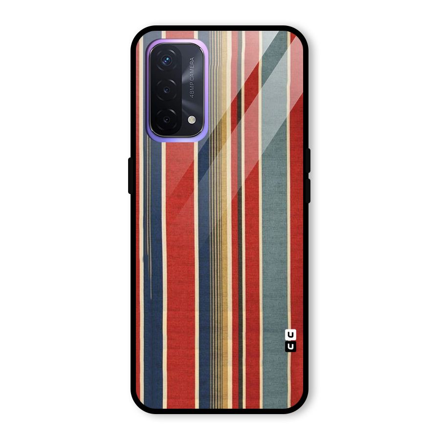 Vintage Disort Stripes Glass Back Case for Oppo A74 5G