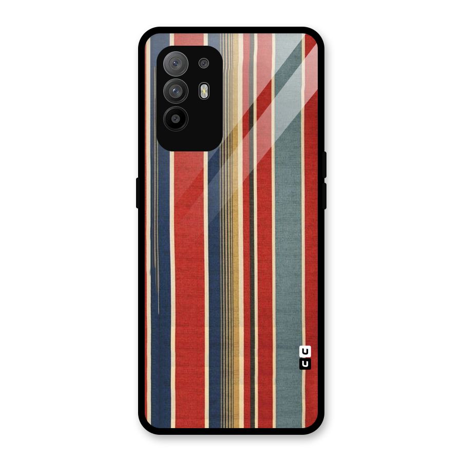 Vintage Disort Stripes Glass Back Case for Oppo F19 Pro Plus 5G