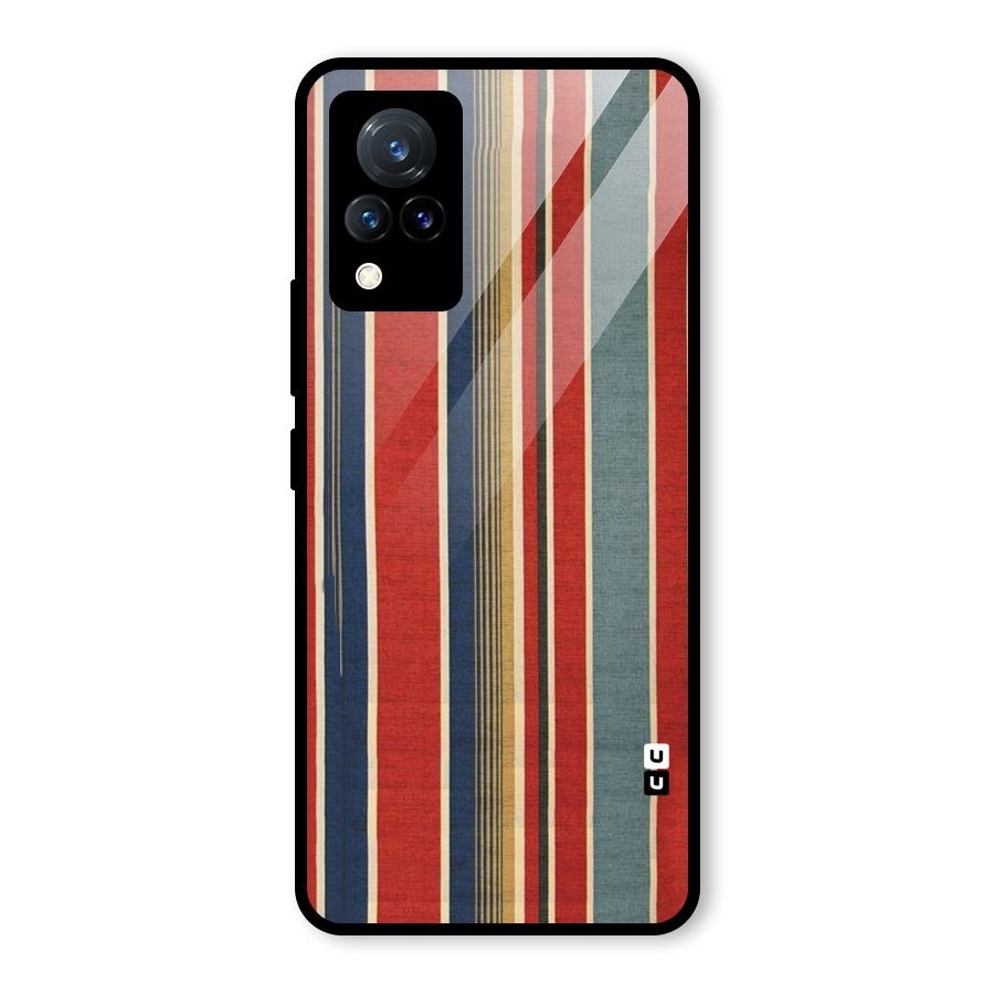 Vintage Disort Stripes Glass Back Case for Vivo V21 5G