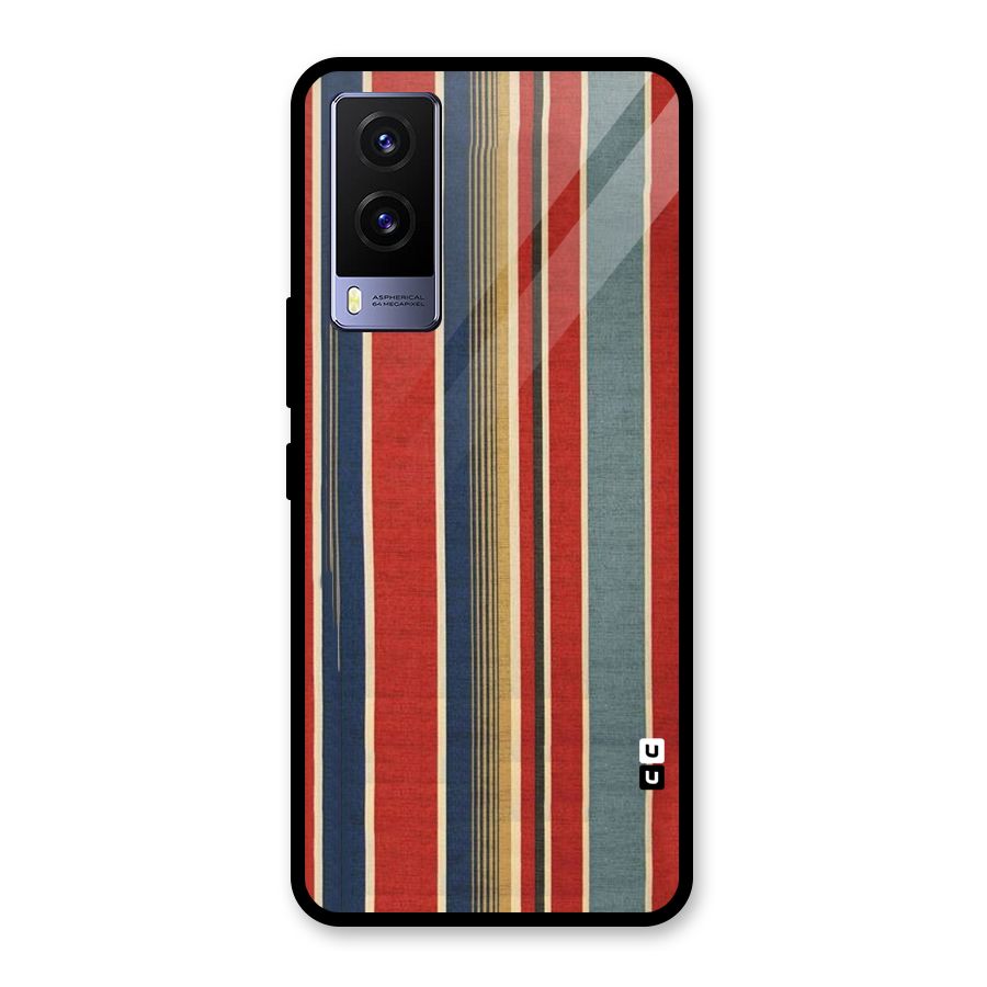 Vintage Disort Stripes Glass Back Case for Vivo V21e 5G