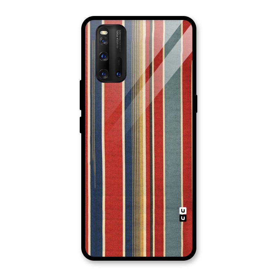 Vintage Disort Stripes Glass Back Case for Vivo iQOO 3