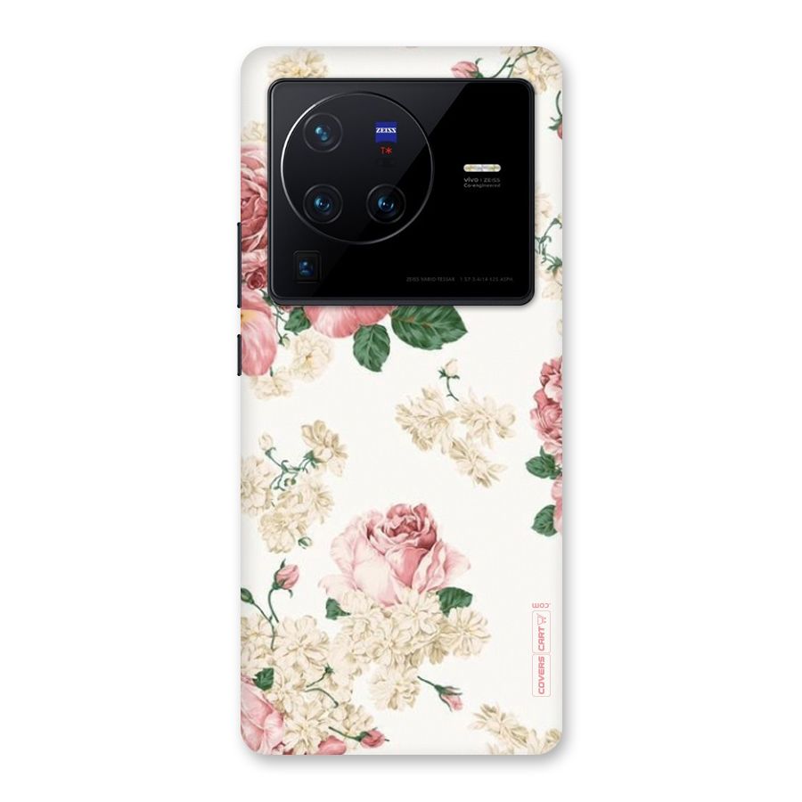 Vintage Floral Pattern Back Case for Vivo X80 Pro
