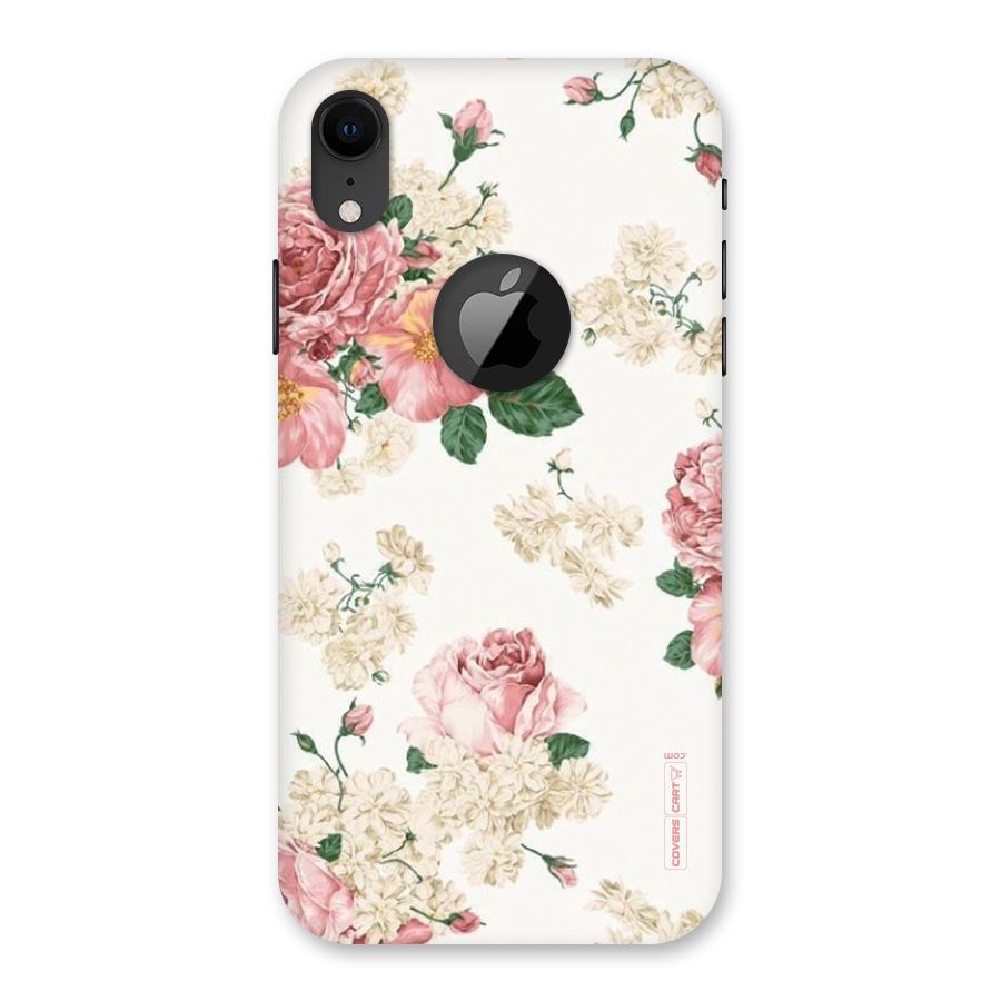 Vintage Floral Pattern Back Case for iPhone XR Logo Cut