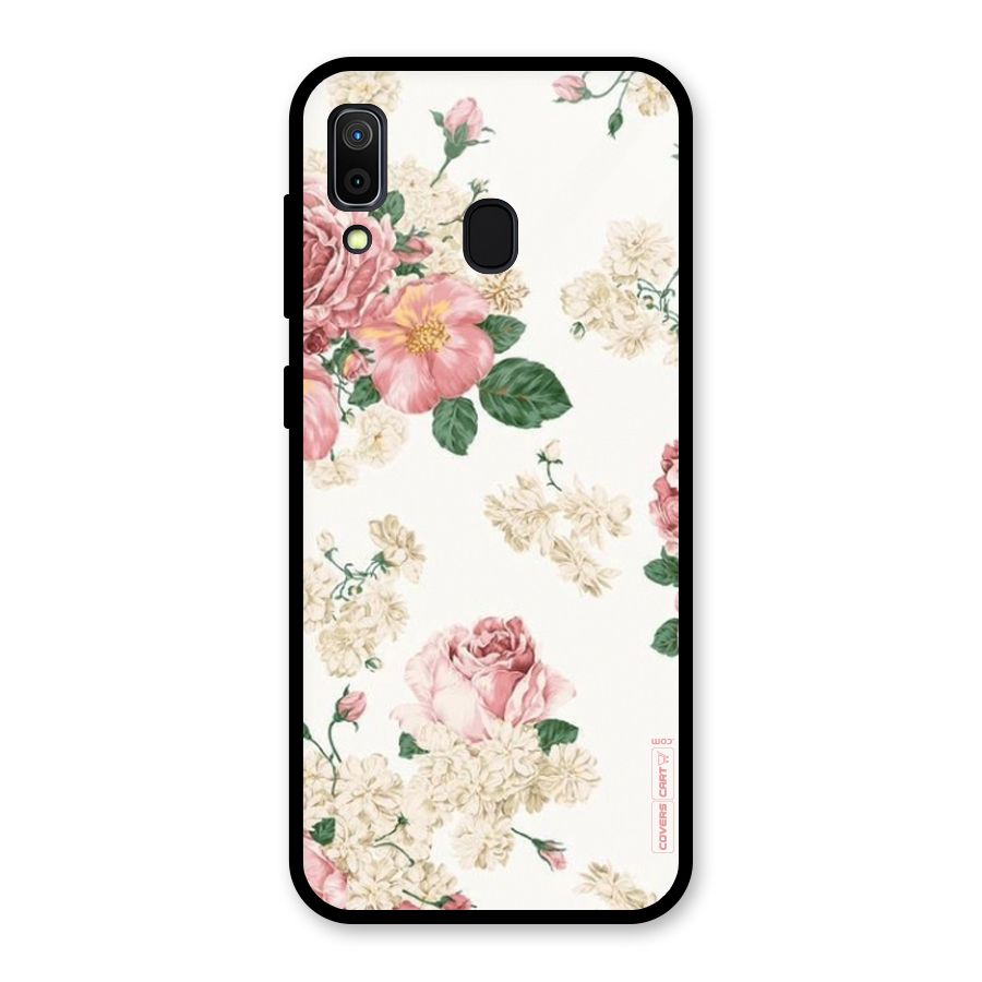 Vintage Floral Pattern Glass Back Case for Galaxy A30