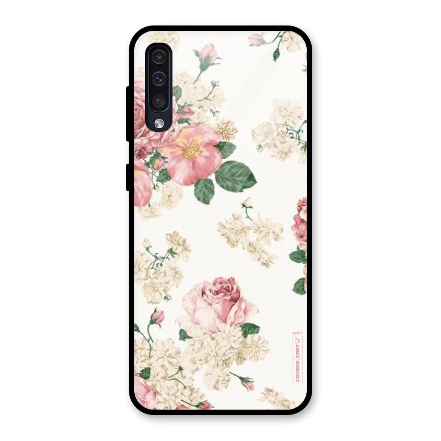 Vintage Floral Pattern Glass Back Case for Galaxy A50