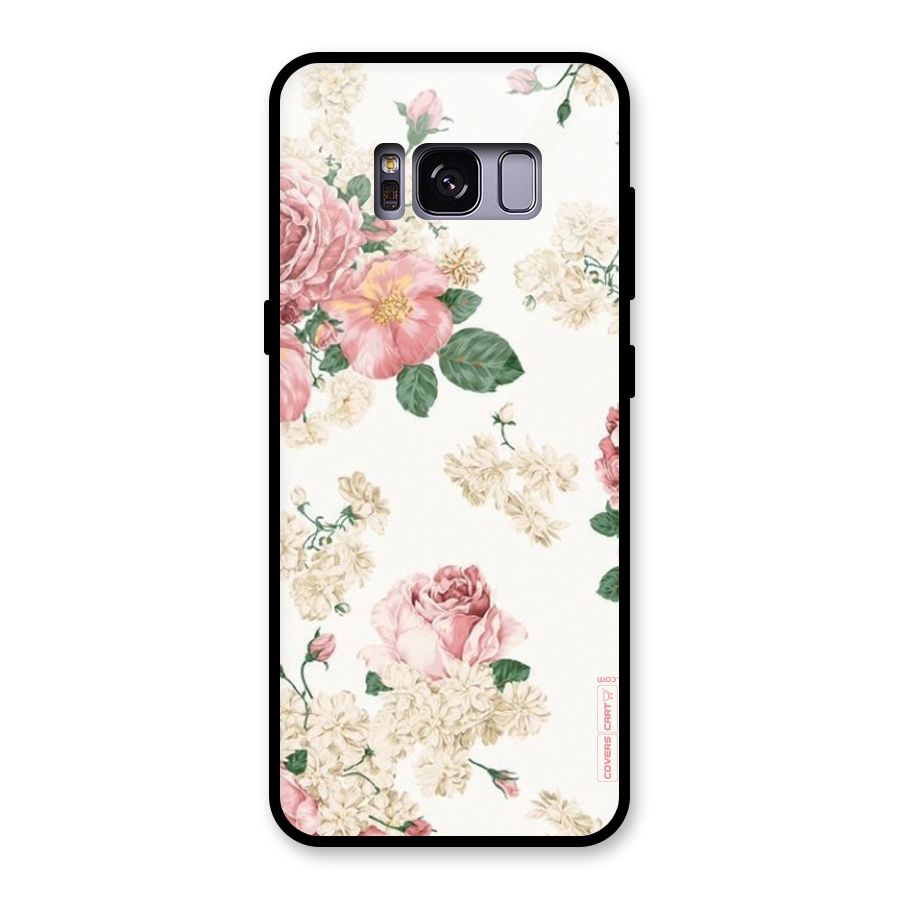 Vintage Floral Pattern Glass Back Case for Galaxy S8