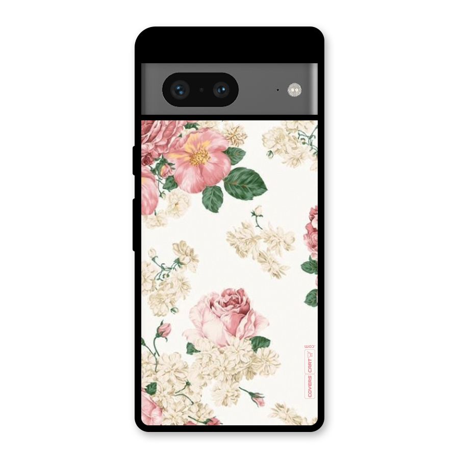 Vintage Floral Pattern Glass Back Case for Google Pixel 7