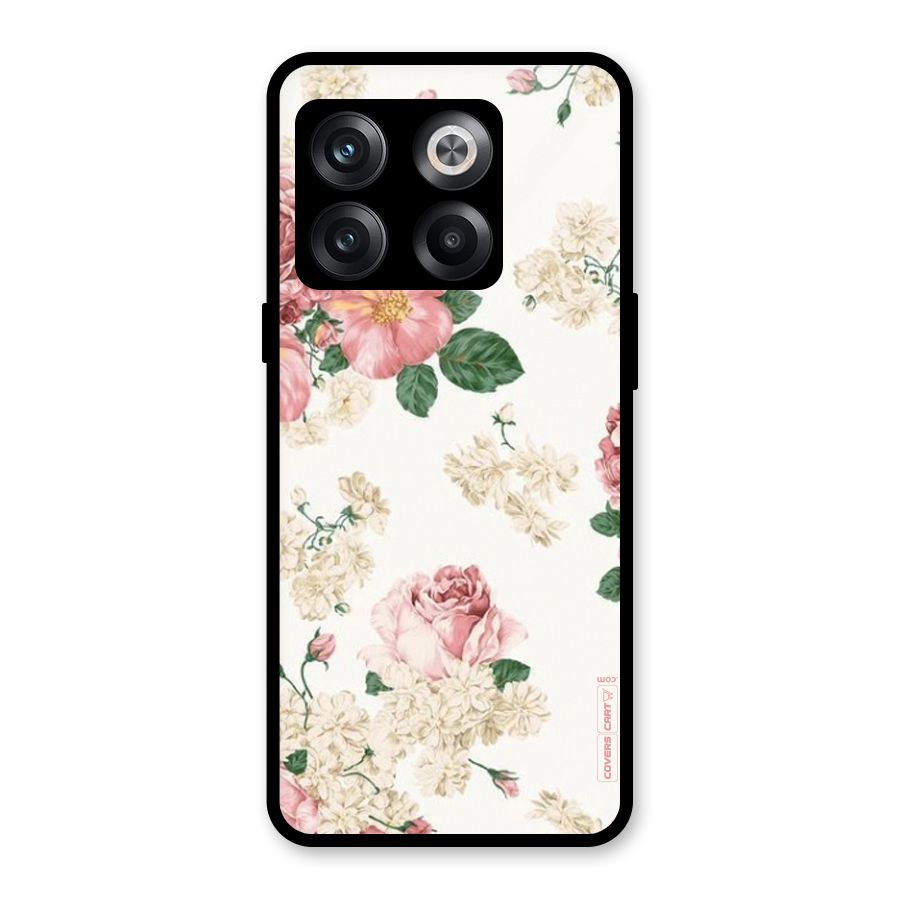 Vintage Floral Pattern Glass Back Case for OnePlus 10T