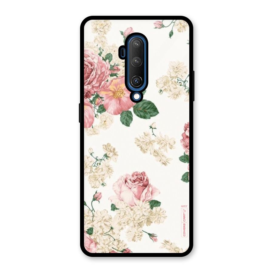 Vintage Floral Pattern Glass Back Case for OnePlus 7T Pro
