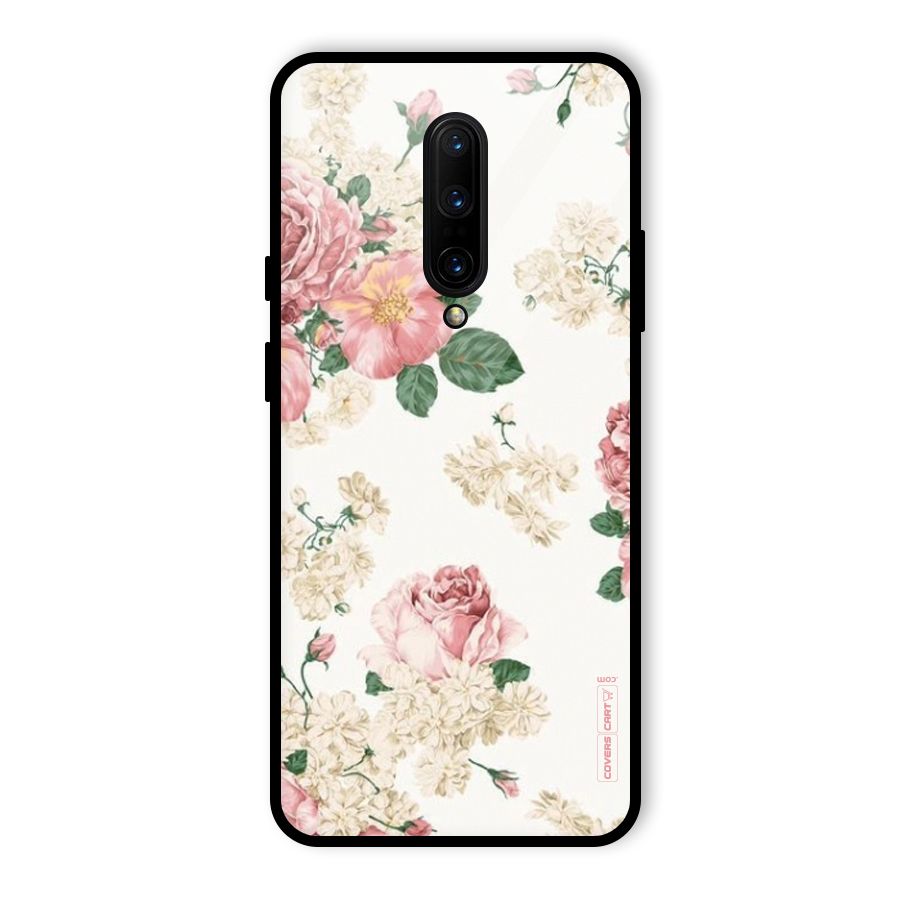 Vintage Floral Pattern Glass Back Case for OnePlus 7 Pro