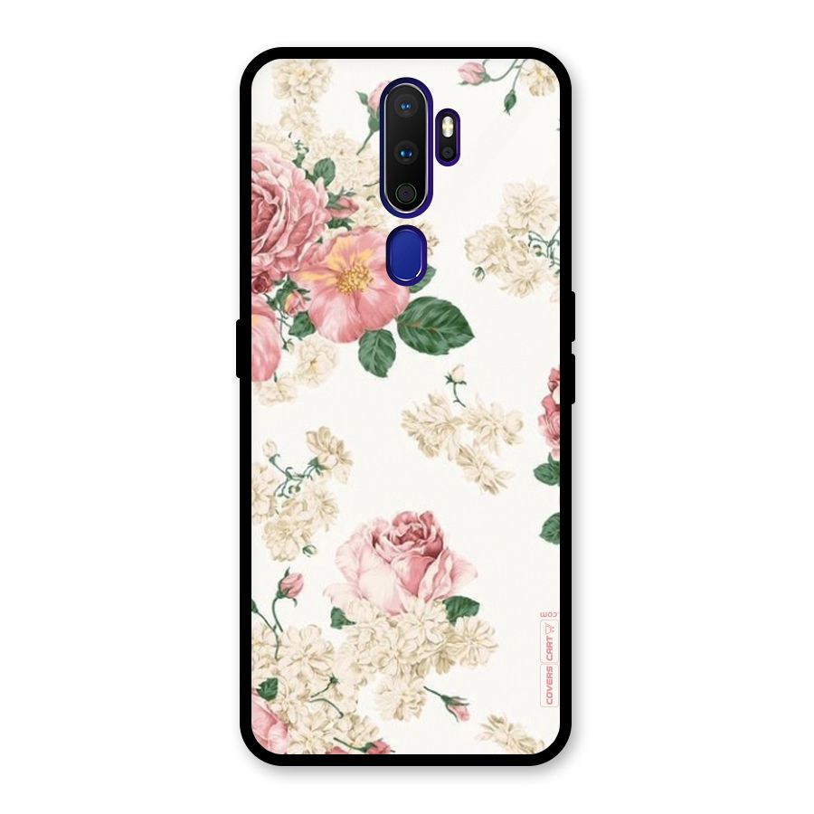 Vintage Floral Pattern Glass Back Case for Oppo A9 (2020)