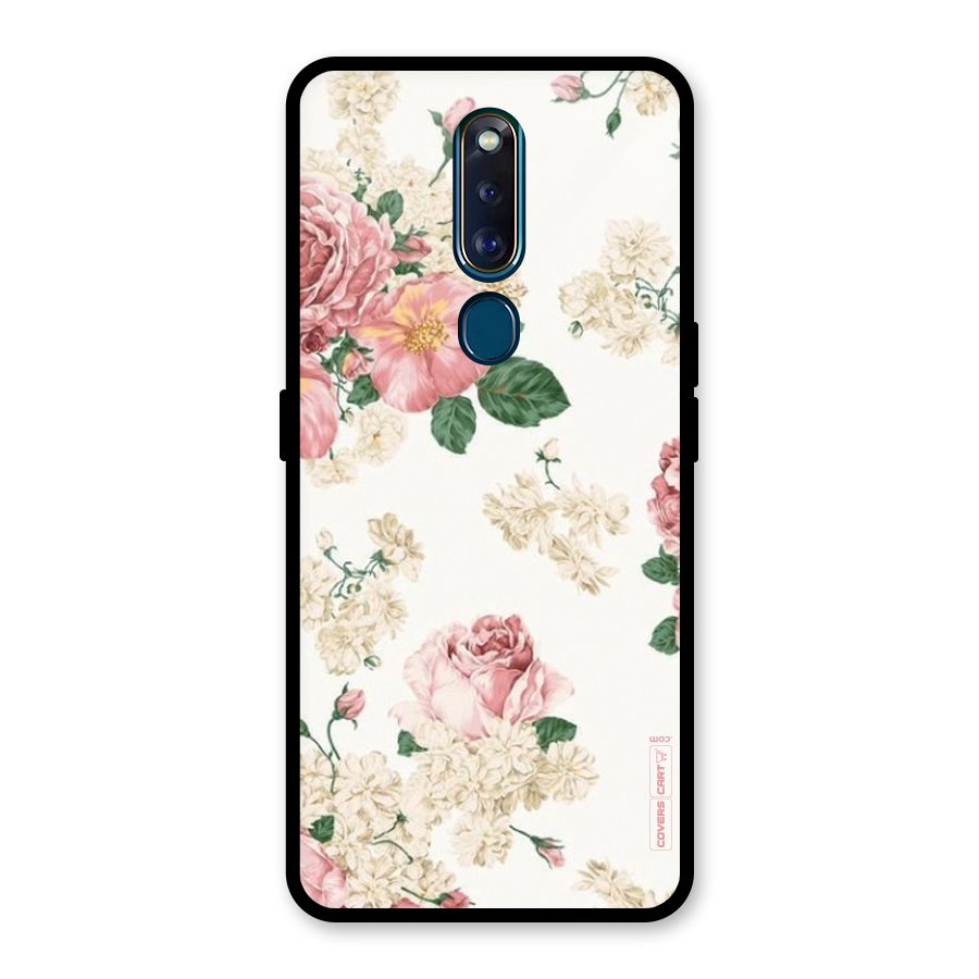 Vintage Floral Pattern Glass Back Case for Oppo F11 Pro
