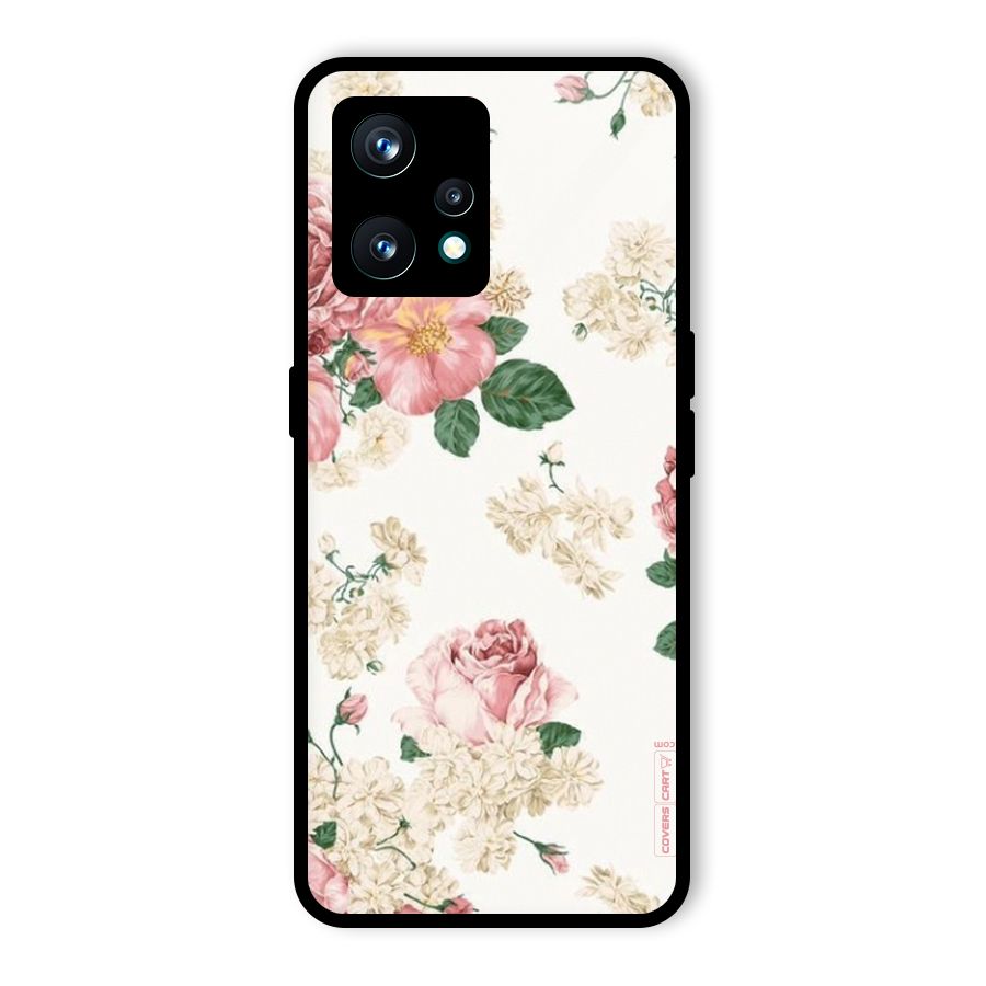 Vintage Floral Pattern Glass Back Case for Realme 9 Pro Plus 5G
