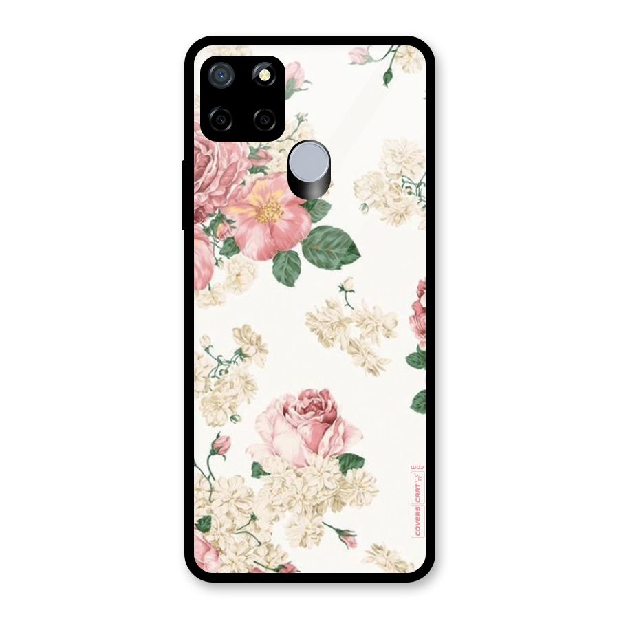 Vintage Floral Pattern Glass Back Case for Realme C12