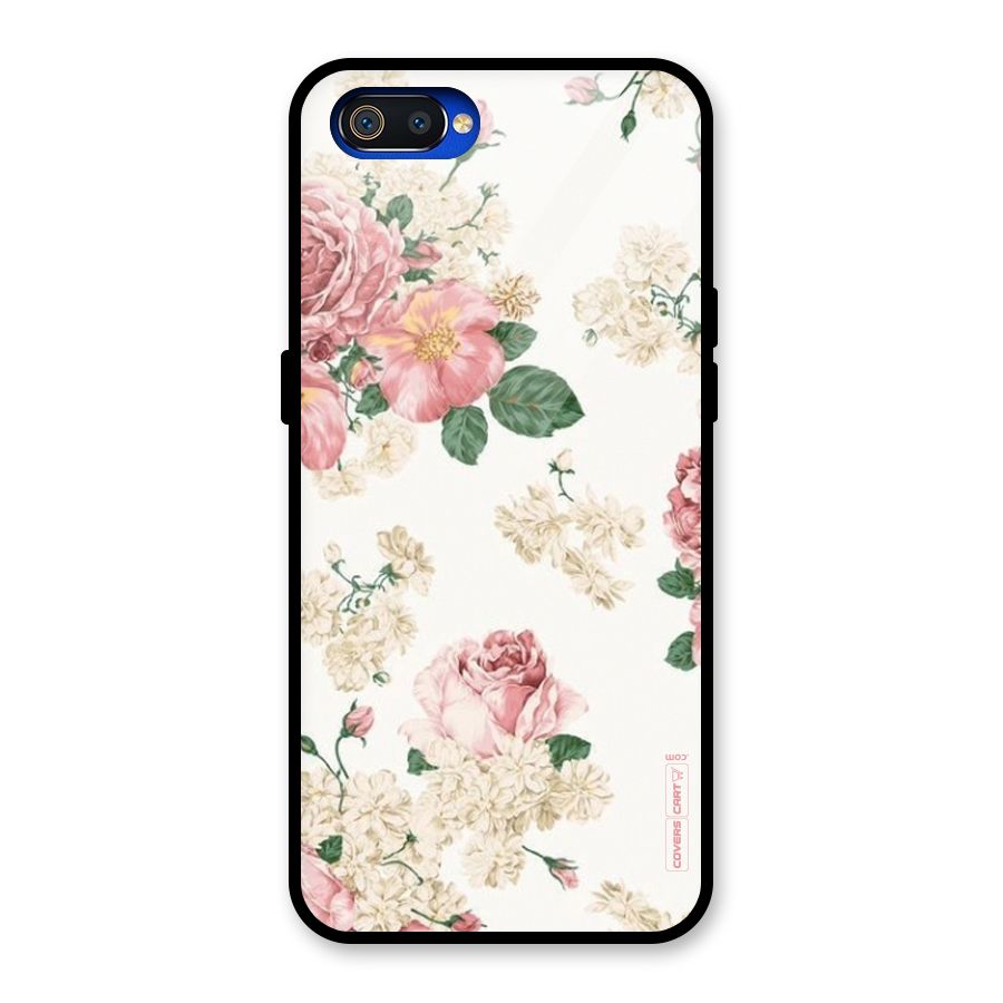 Vintage Floral Pattern Glass Back Case for Realme C2