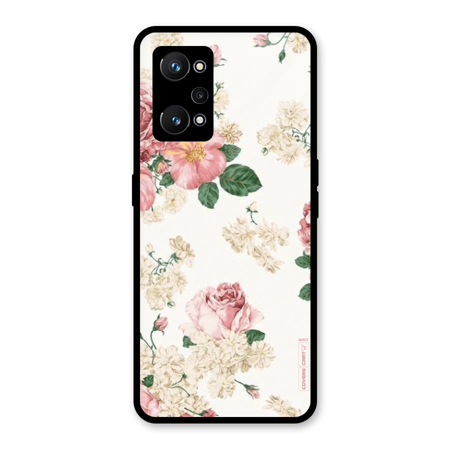 Vintage Floral Pattern Glass Back Case for Realme GT Neo 3T