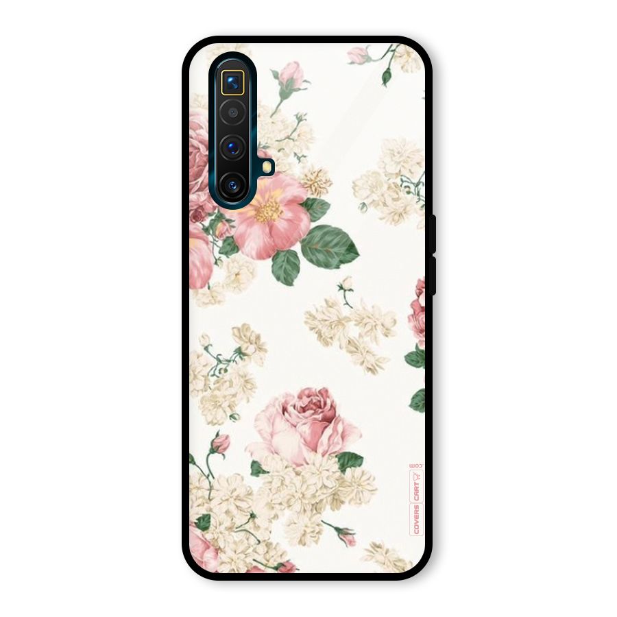 Vintage Floral Pattern Glass Back Case for Realme X3 SuperZoom