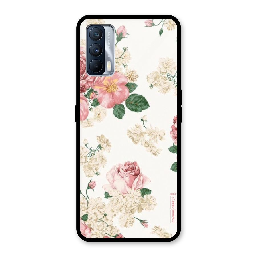 Vintage Floral Pattern Glass Back Case for Realme X7