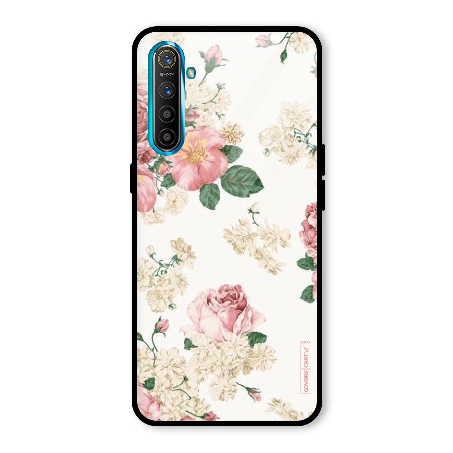 Vintage Floral Pattern Glass Back Case for Realme XT