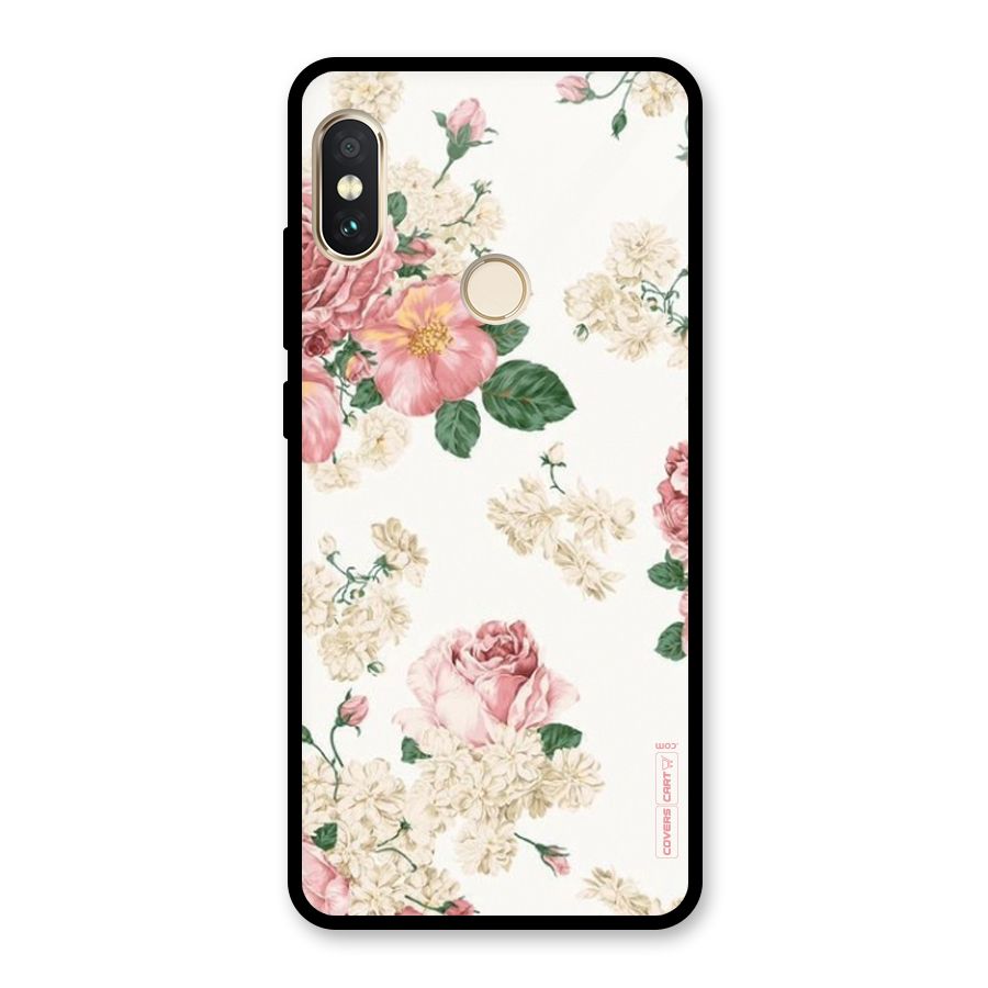 Vintage Floral Pattern Glass Back Case for Redmi Note 5 Pro