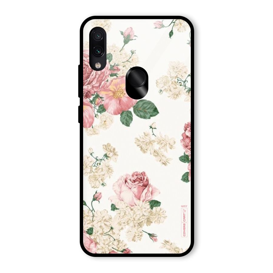 Vintage Floral Pattern Glass Back Case for Redmi Note 7
