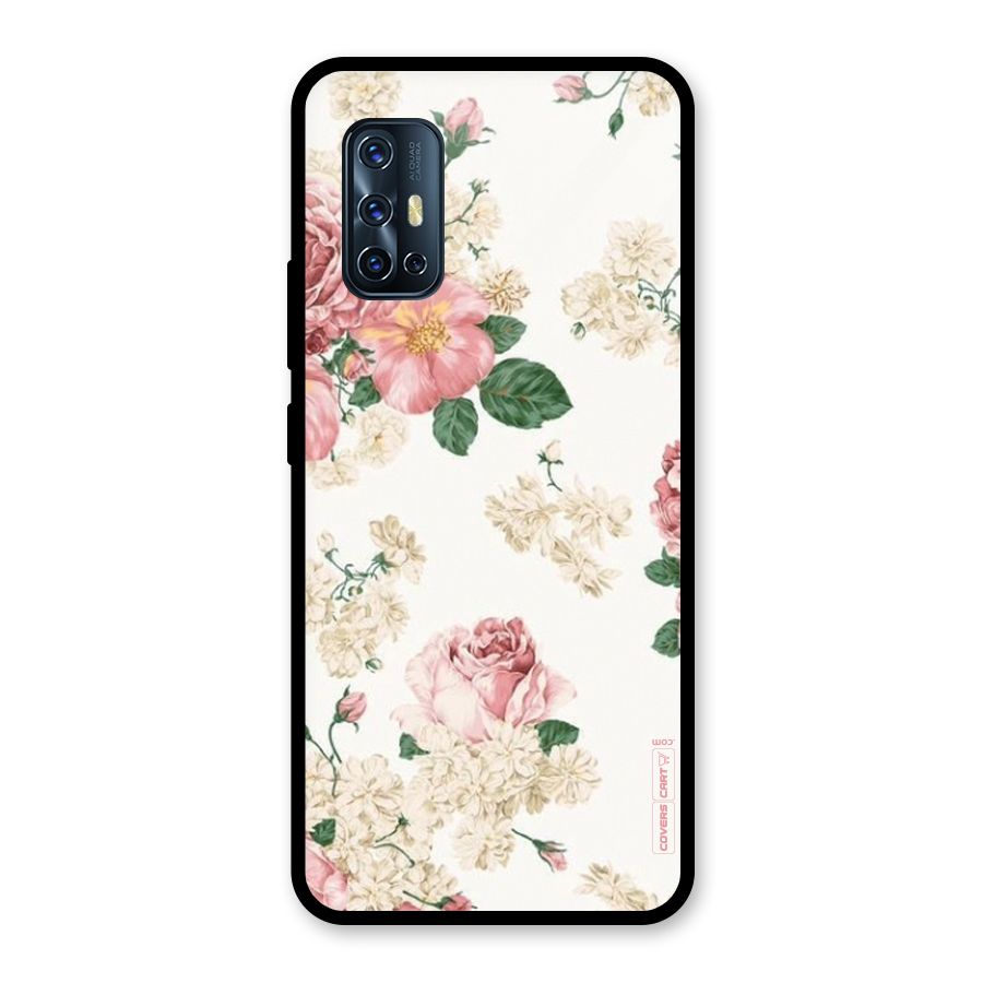 Vintage Floral Pattern Glass Back Case for Vivo V17