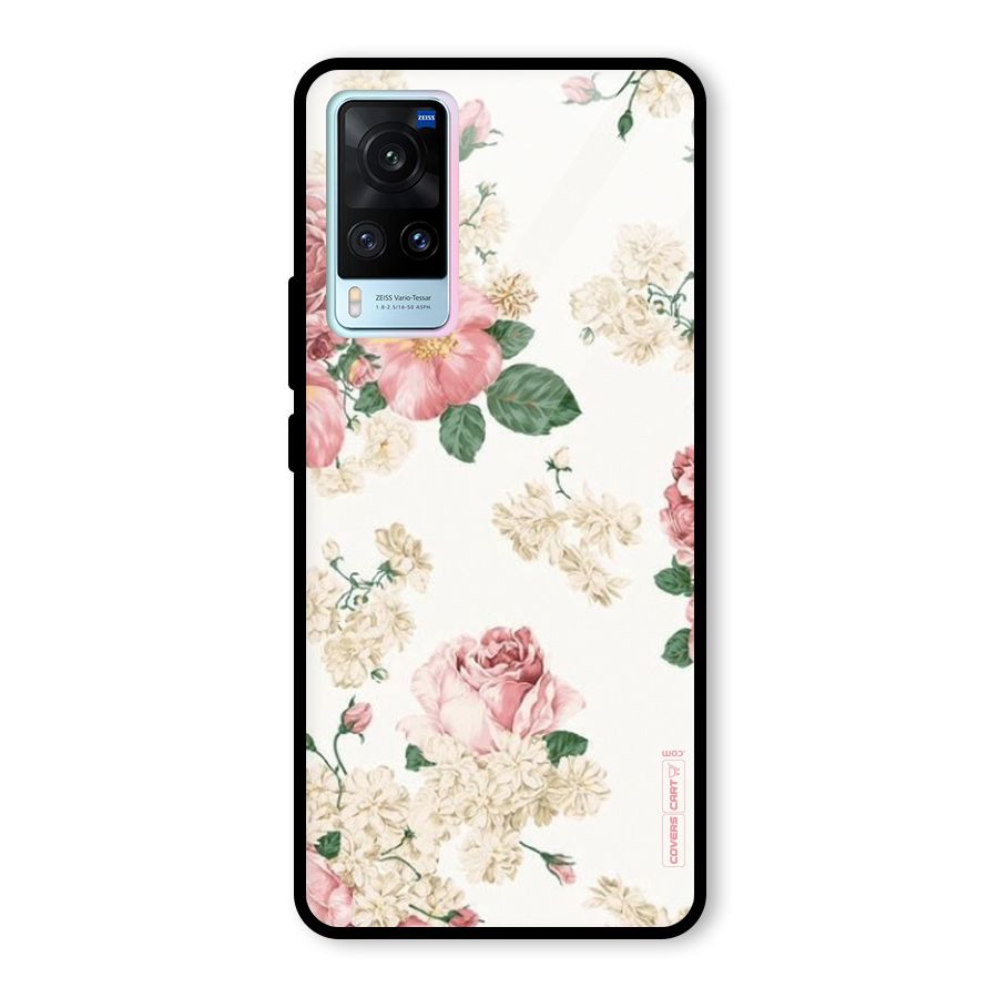 Vintage Floral Pattern Glass Back Case for Vivo X60