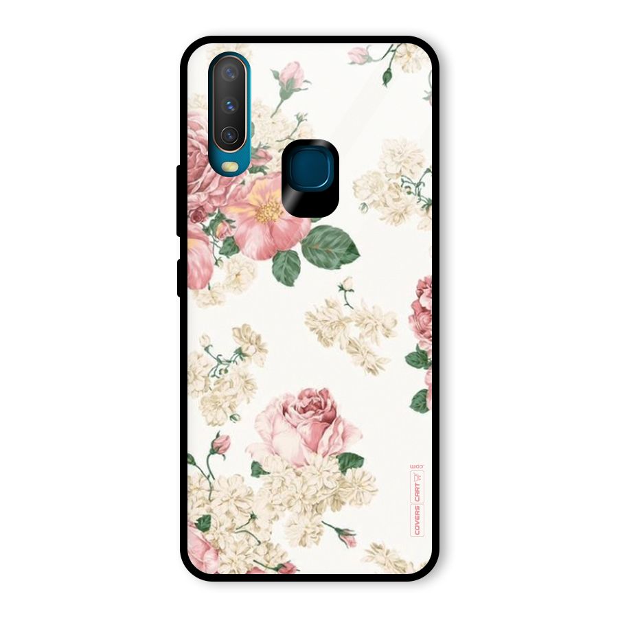 Vintage Floral Pattern Glass Back Case for Vivo Y15