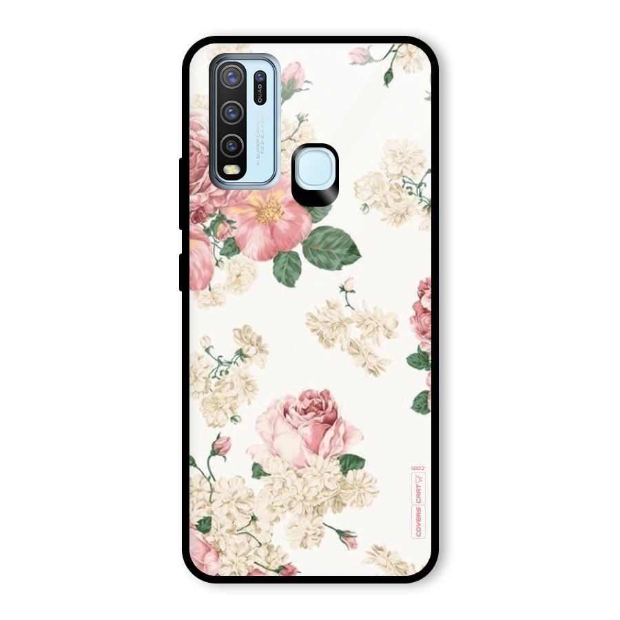 Vintage Floral Pattern Glass Back Case for Vivo Y30