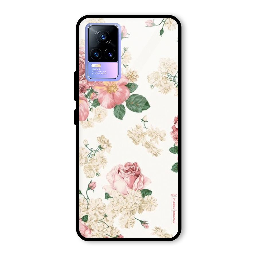 Vintage Floral Pattern Glass Back Case for Vivo Y73