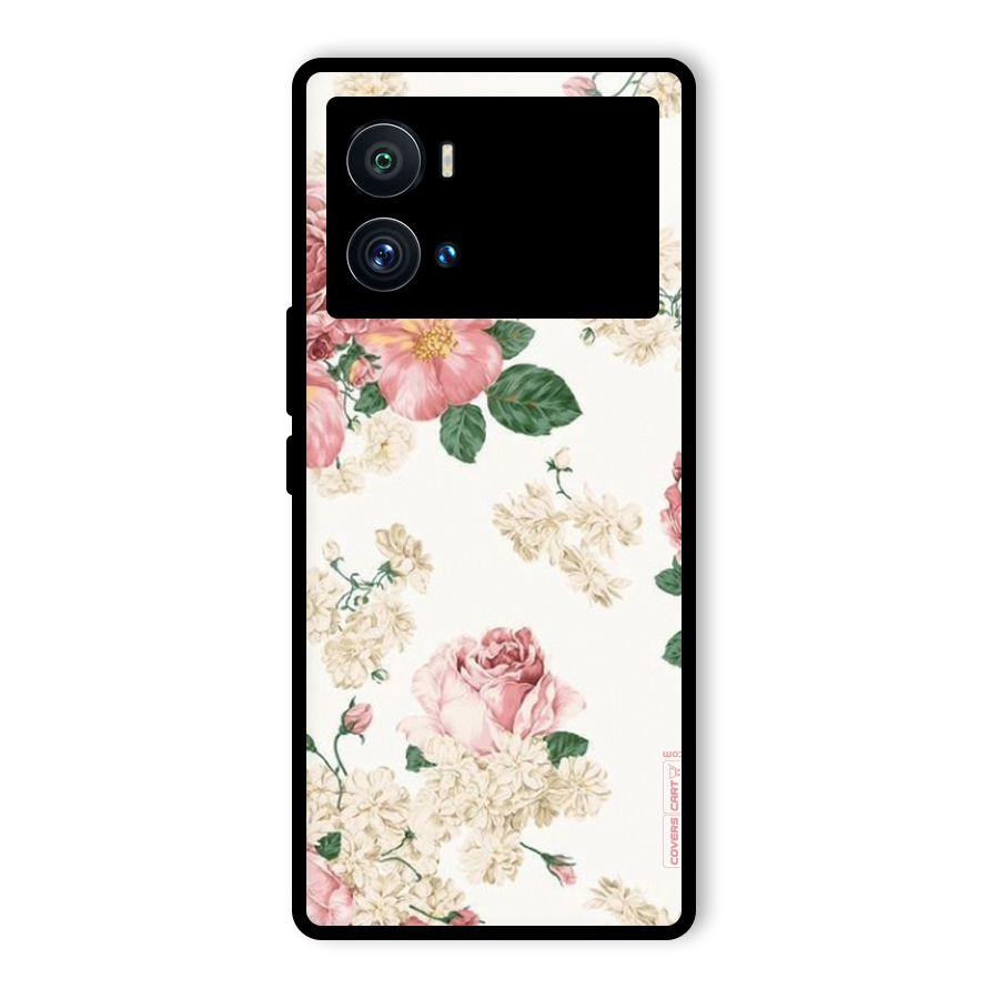 Vintage Floral Pattern Glass Back Case for Vivo iQOO 9 Pro