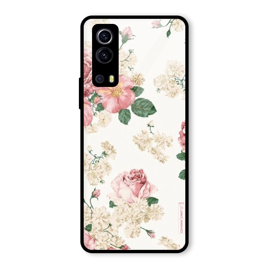 Vintage Floral Pattern Glass Back Case for Vivo iQOO Z3