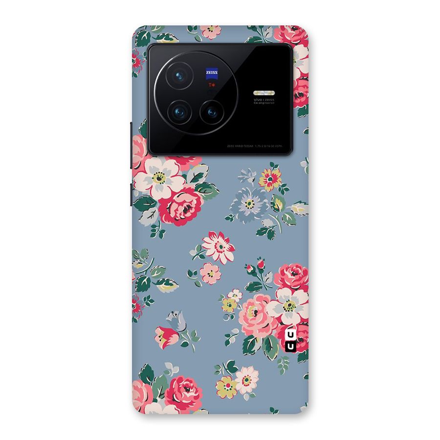 Vintage Flower Pattern Back Case for Vivo X80