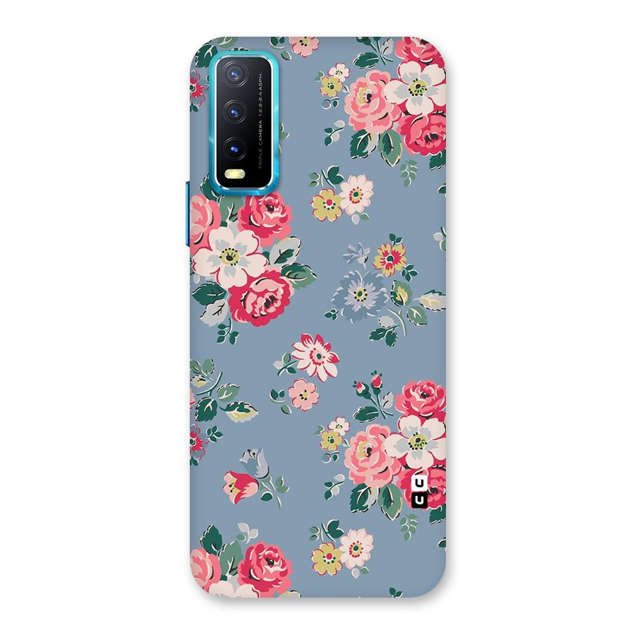 Vintage Flower Pattern Back Case for Vivo Y20i