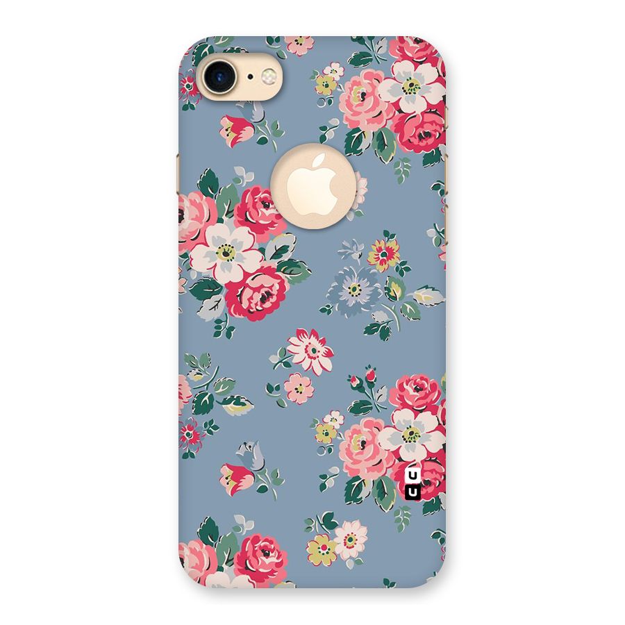 Vintage Flower Pattern Back Case for iPhone 7 Logo Cut