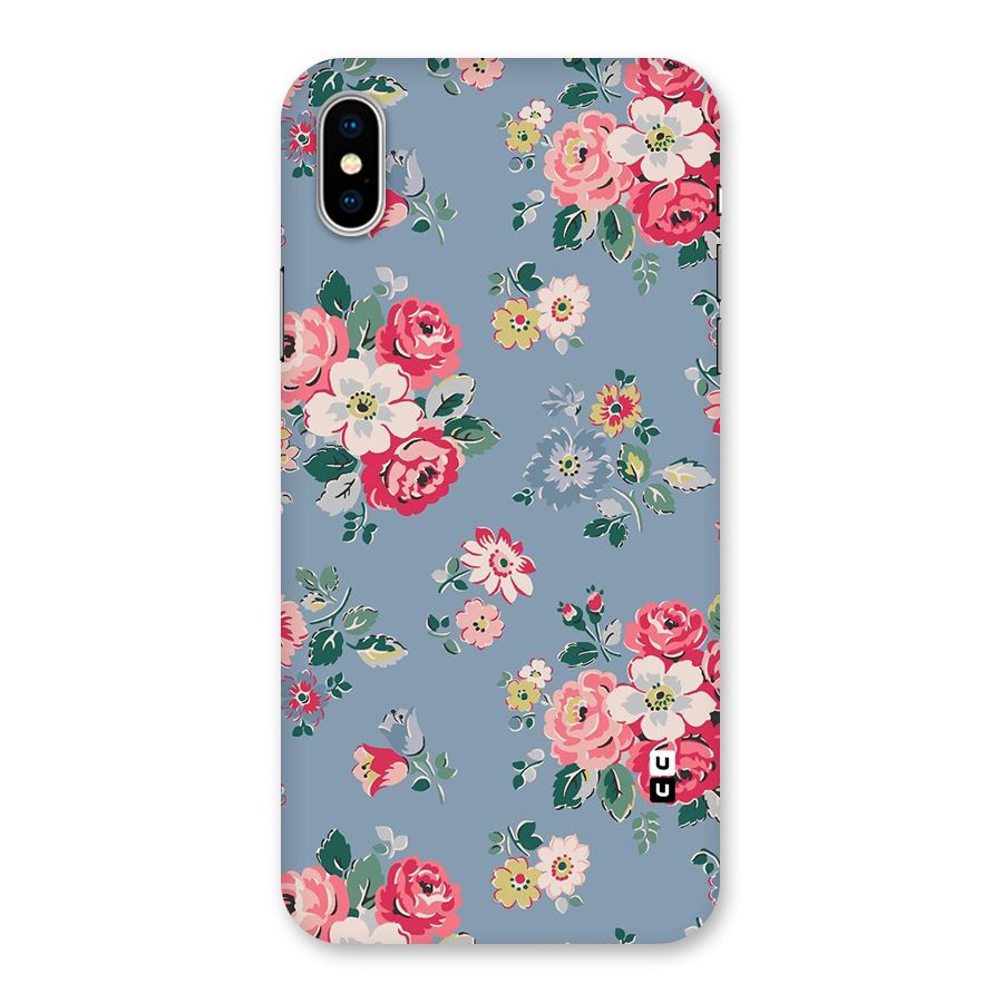 Vintage Flower Pattern Back Case for iPhone XS