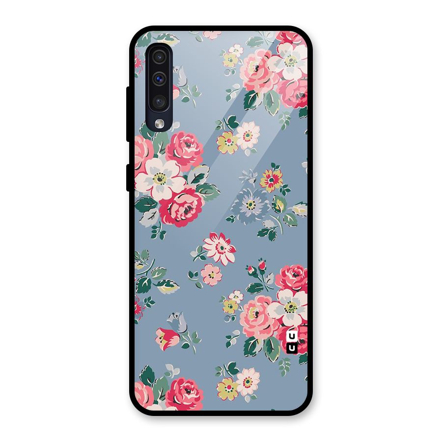 Vintage Flower Pattern Glass Back Case for Galaxy A30s