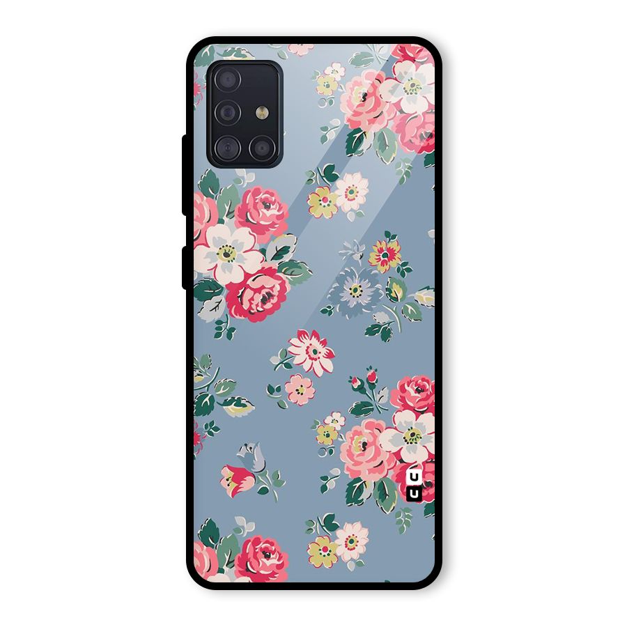 Vintage Flower Pattern Glass Back Case for Galaxy A51