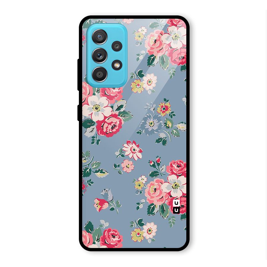 Vintage Flower Pattern Glass Back Case for Galaxy A52