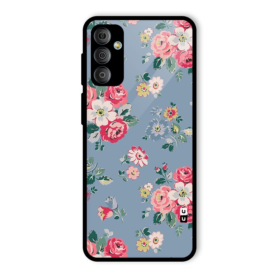Vintage Flower Pattern Glass Back Case for Galaxy F23