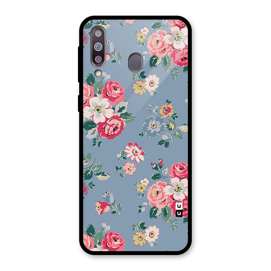 Vintage Flower Pattern Glass Back Case for Galaxy M30