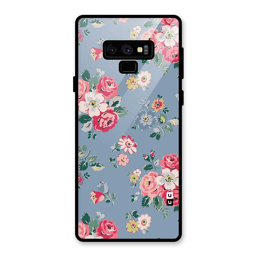 Vintage Flower Pattern Glass Back Case for Galaxy Note 9