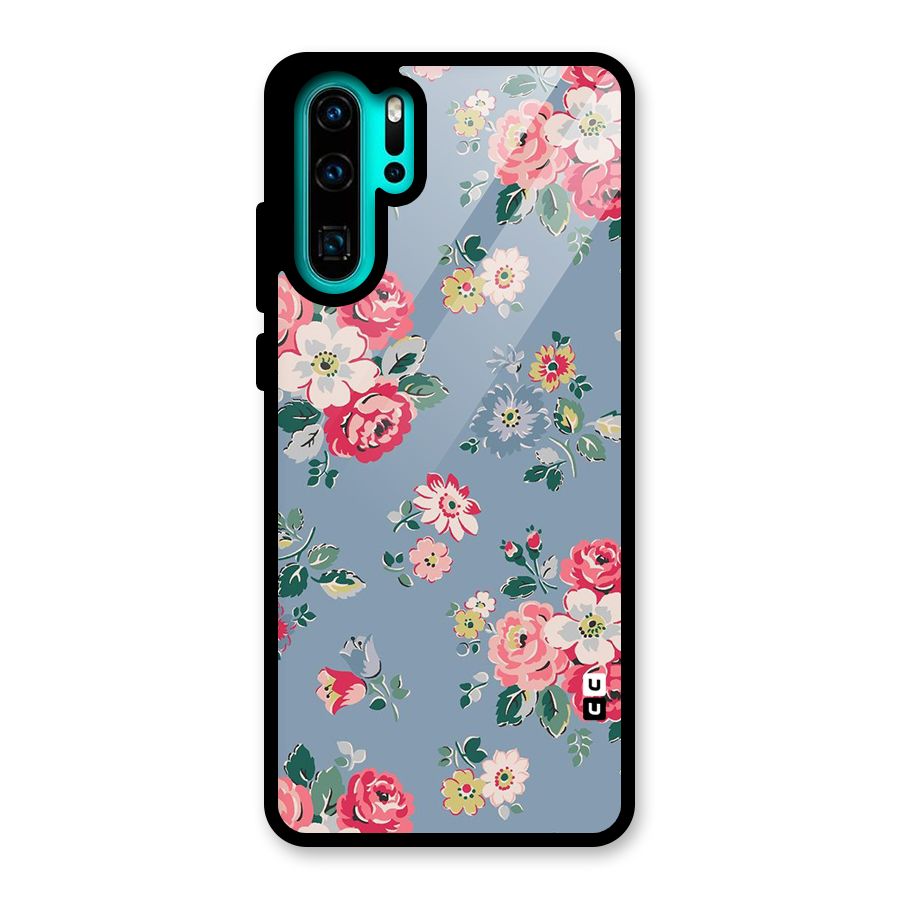 Vintage Flower Pattern Glass Back Case for Huawei P30 Pro