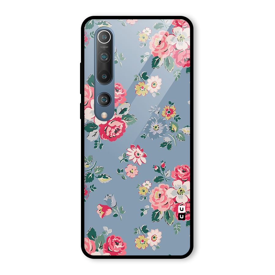 Vintage Flower Pattern Glass Back Case for Mi 10