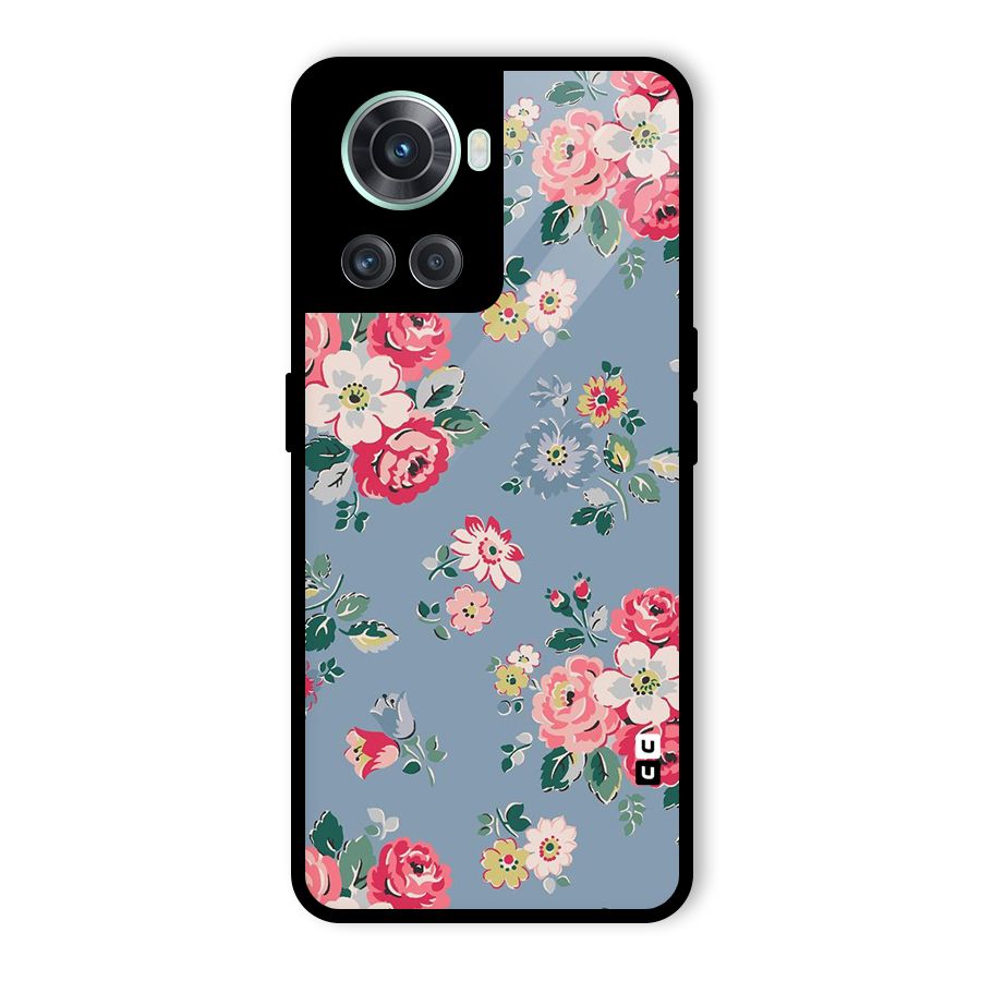 Vintage Flower Pattern Glass Back Case for OnePlus 10R