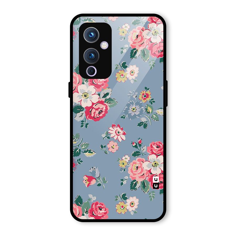 Vintage Flower Pattern Glass Back Case for OnePlus 9