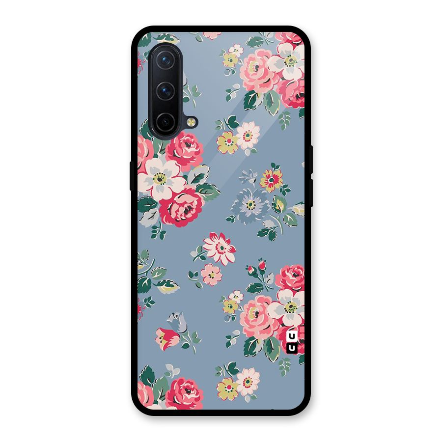 Vintage Flower Pattern Glass Back Case for OnePlus Nord CE 5G