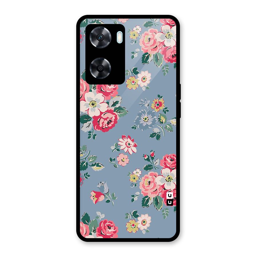 Vintage Flower Pattern Glass Back Case for Oppo A77