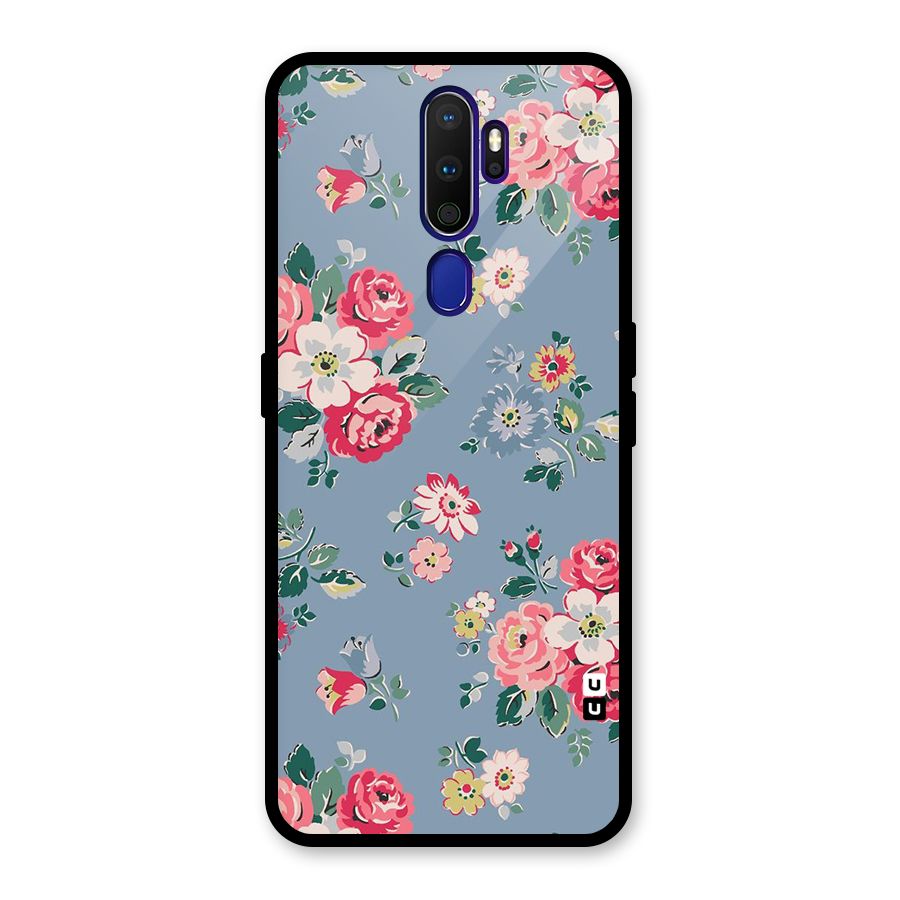 Vintage Flower Pattern Glass Back Case for Oppo A9 (2020)